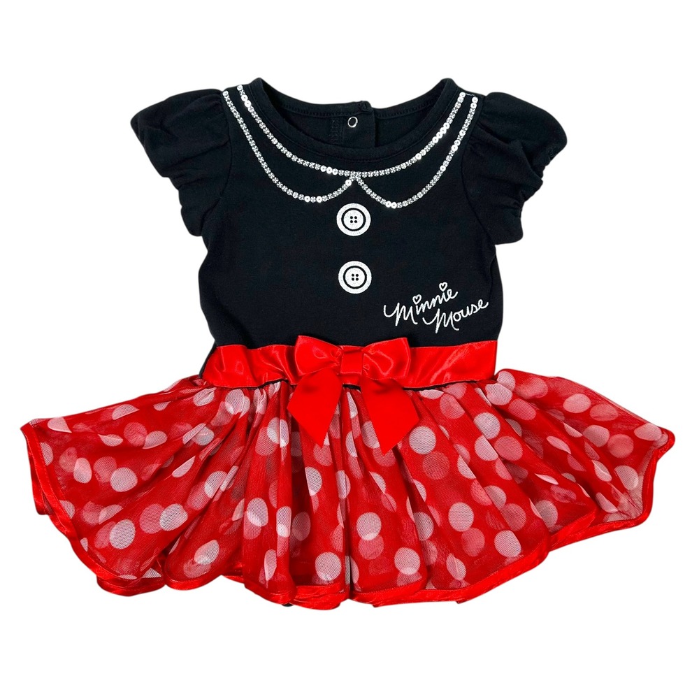 Disney Baby Minnie Mouse Dress 6M Black Red Polka Dot Tutu Costume Costume Party